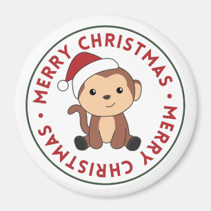 Aimant Singe Noël Neige Hiver Animaux Singes Magne