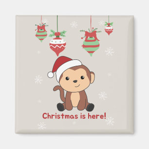 Aimant Singe Noël Neige Hiver Animaux Singes Magne