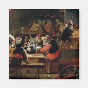 Aimant Singes dans une taverne, détail du jeu de carte