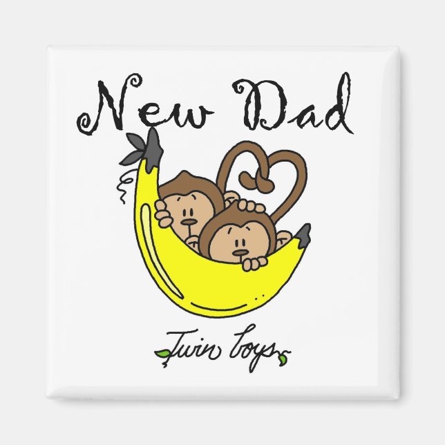 Aimant Singes Papa de jumeaux T-shirts et cadeaux (Devant)