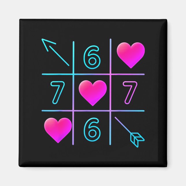 Aimant Six Seven 67 Meme 6 7 Valentines Day Heart Men Wom (Devant)