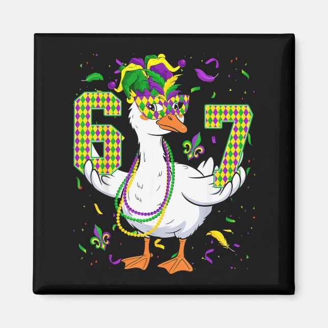 Aimant Six Seven 67 Meme Goose With Jester Hat &amp; Bead (Devant)