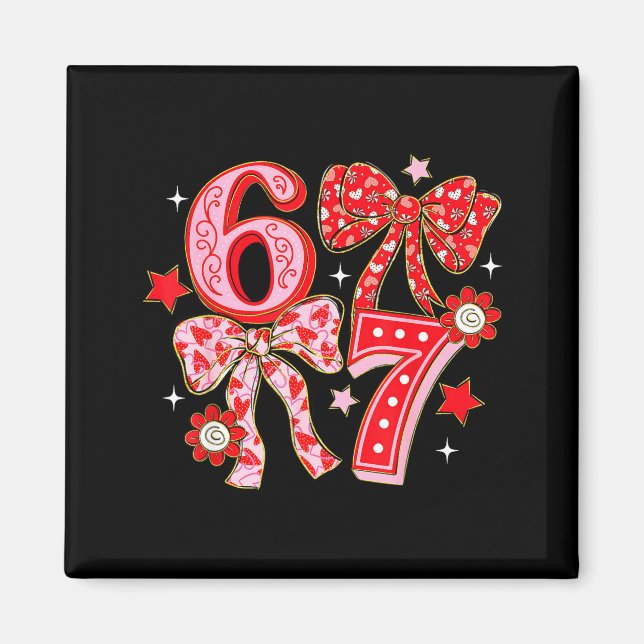 Aimant Six Seven Coquette Girl Bow Cool Meme 67 Valentine (Devant)