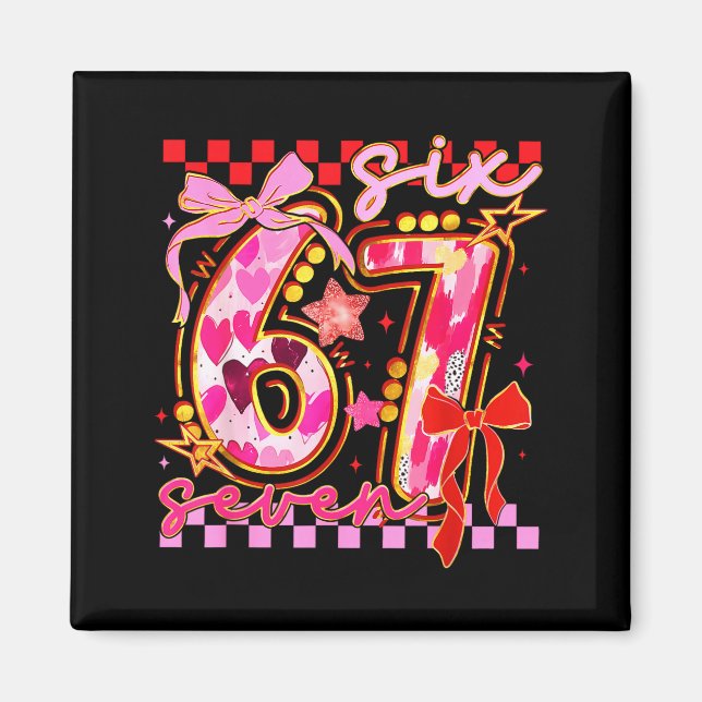 Aimant Six Seven Valentine Day Funny Nk 67 Cute Bow Girls (Devant)