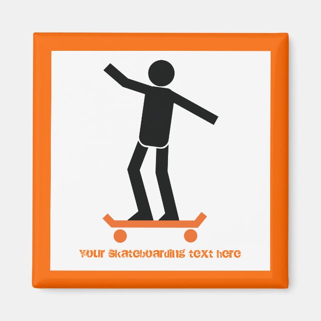 Aimant Skateboardeur sur son skateboard personnalisé (Devant)