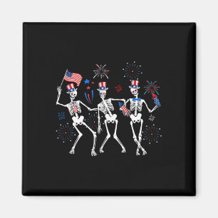 Aimant Skeleton 4 juillet Drapeau américain Skellies