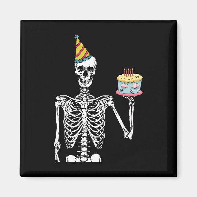Aimant Skeleton Birthday Party Lazy Halloween Costume Fun (Devant)