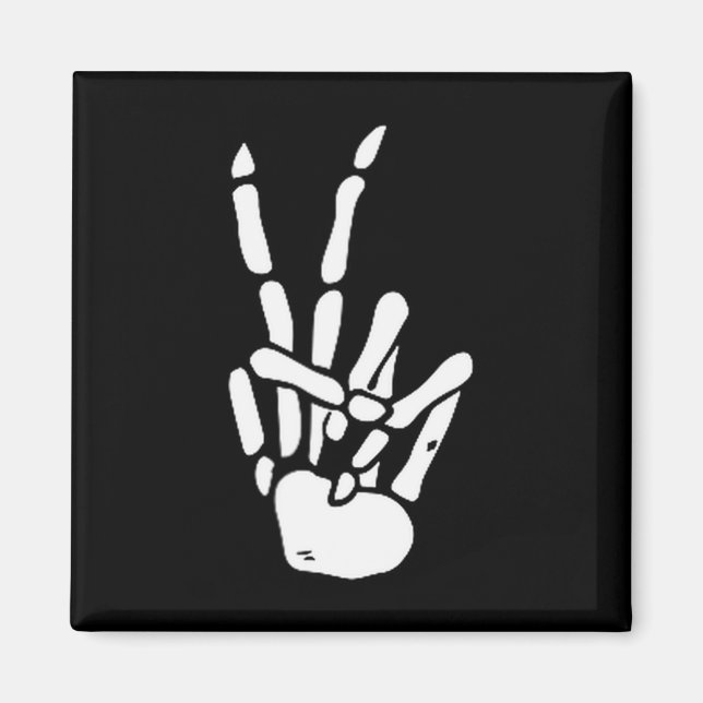 Aimant Skeleton Hand Peace Sign Bone  (Devant)