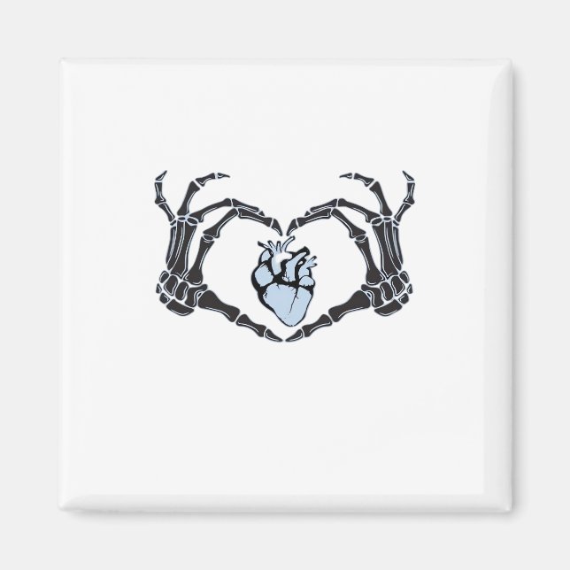 Aimant Skeleton Heart Mains Design Classique Pour Hallowe (Devant)