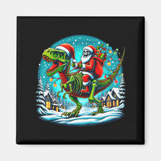 Aimant Skeleton Santa Riding T Rex Dinosaur Funny Christm