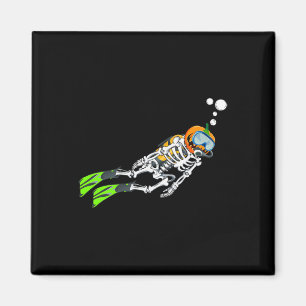 Aimant Skeleton Scuba Plongée Halloween Citrouille Plonge
