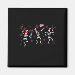 Aimant Skeletons De Danse Patriotique Drôle Quart Juillet