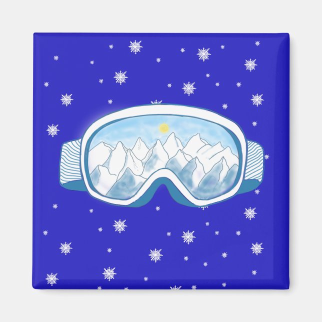 Aimant Ski Goggers Snowflake Dance (Devant)
