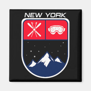 Aimant Ski New York Mountain Ski Trail Skier Goggle Po