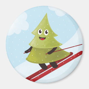 Aimant Ski Pine Arbre Cute Sports Neige hiver