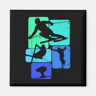 Aimant Ski Pour Skier Retro Mens Ski