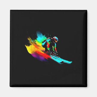Aimant Ski Racing Arc-en-ciel