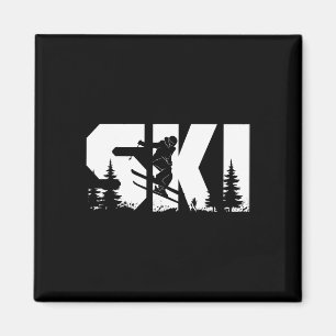 Aimant Ski Skieur Gras Silhouette Ski Extrême Hiver Sp