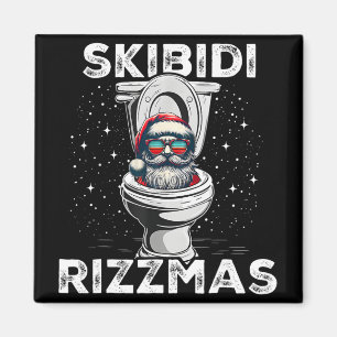 Aimant Skibidi Rizzmas Drôle Toilet Père Noël Eléphant Bl