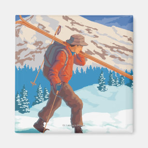 Aimant Skier transportant ski de neige - Yellowstone Nat'