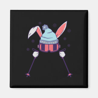 Aimant Skiing Rabbit With Goggles And Ski Beanie Winter S