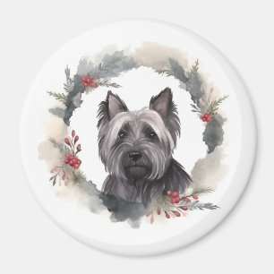 Aimant Skye Terrier Fête de Noël Wreath Pup