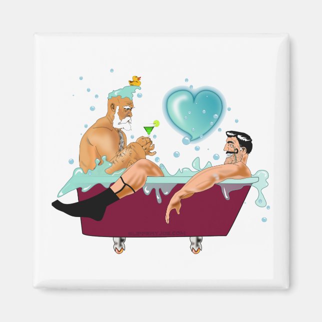 Aimant SlipperyJoe's deux gays hommes aiment la baignoire (Devant)