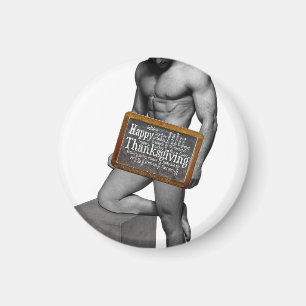Aimant SlipperyJoe's homme de Thanksgiving chaud six-pack