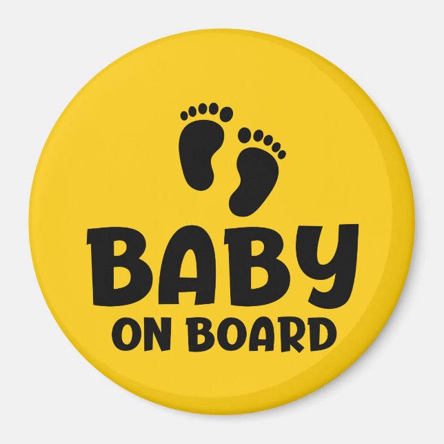 Aimant Slogan baby on board - bébé à bord, en voiture. (Devant)