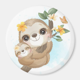 Aimant Sloth Maman avec bébé
