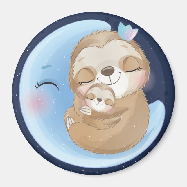 Aimant Sloth Maman avec bébé (Devant)