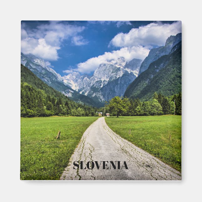 Aimant Slovénie, photo pittoresque avec Alpes (Devant)