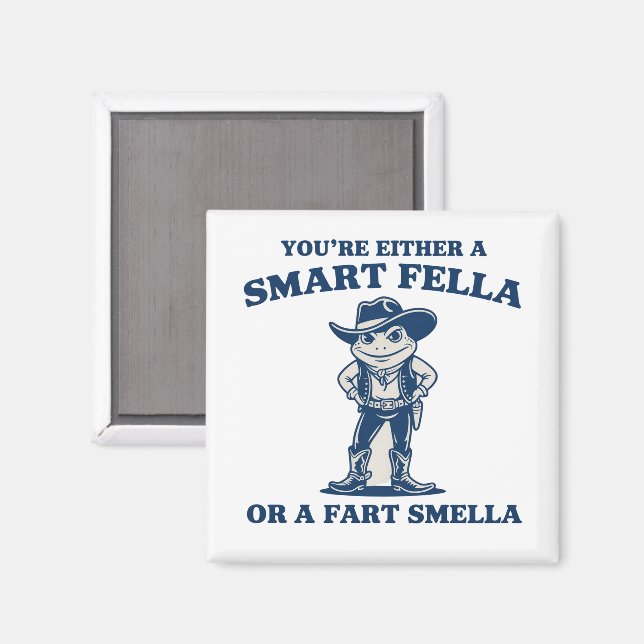 Aimant Smart Fella ou Fart Smella Grenouille Rétro Mème D (Recto/Verso)