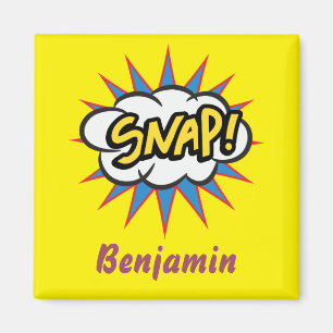 Aimant Snap jaune bande dessinée amusant