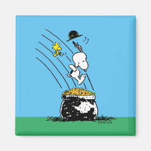 Aimant Snoopy Jumping dans le pot d'or