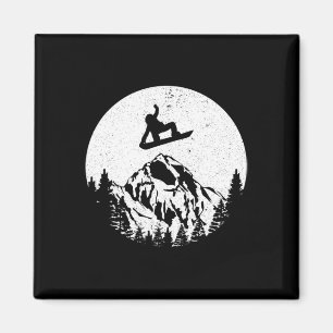 Aimant Snowboard Retro Snowboard Cadeau