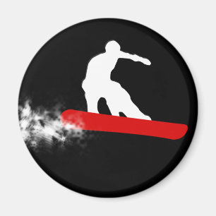 Aimant snowboard. rouge.