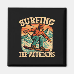 Aimant Snowboard Snowboard Vintage Retro Surf Le M