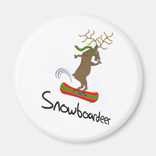 Aimant Snowboardeur Funny Snowboard Reindeer