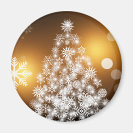 Aimant Snowflake sapin de Noël avec Arrière - plan d'or