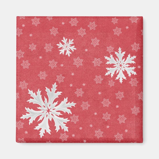 Aimant Snowflakes à la carte postale de Noël Eve (Devant)