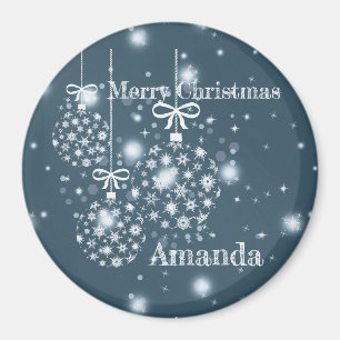 Aimant Snowflakes, bleu et blanc, ballons