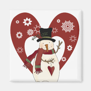 Aimant Snowman aime les T-shirts et cadeaux de neige