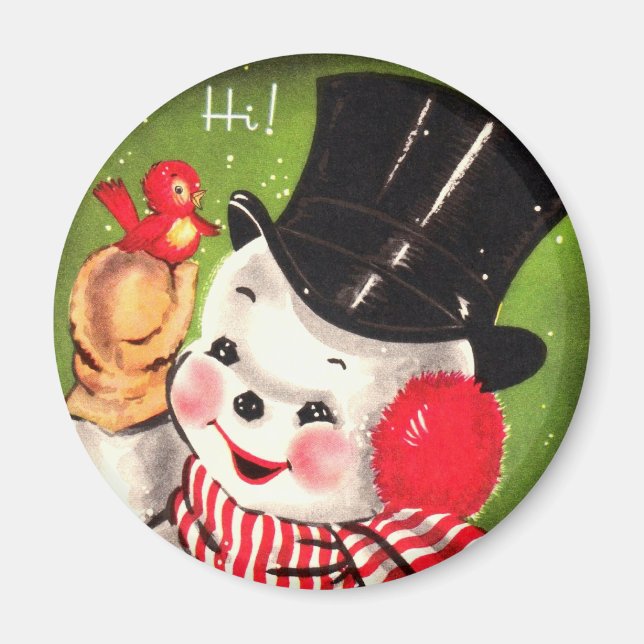 Aimant Snowman avec oiseau (Devant)