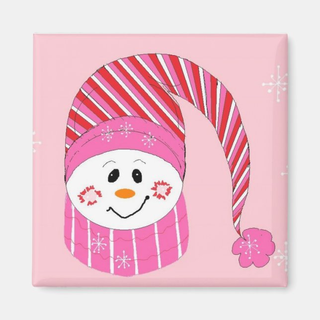 Aimant Snowman En Rose (Devant)