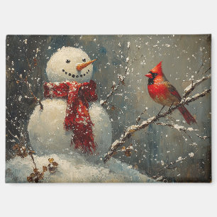 Aimant Snowman et une peinture cardinale à l'huile
