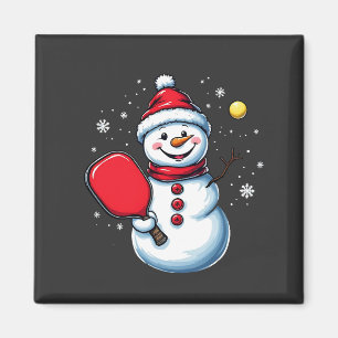 Aimant Snowman Jouer Pickleball Sport Amateur de Noël