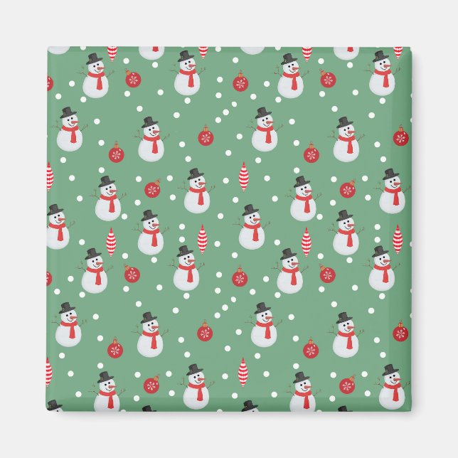 Aimant Snowmen and Christmas Ornaments (Devant)