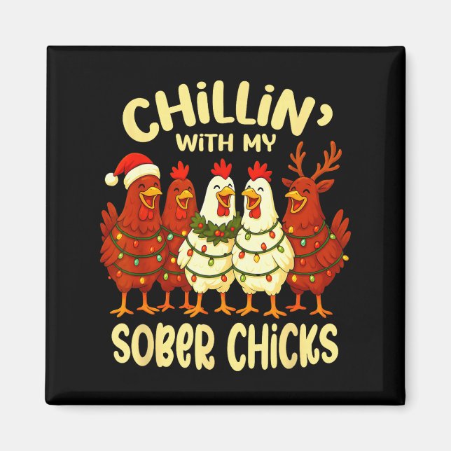 Aimant Sobriety Anniversary Recovery Funny Sober Chicks  (Devant)