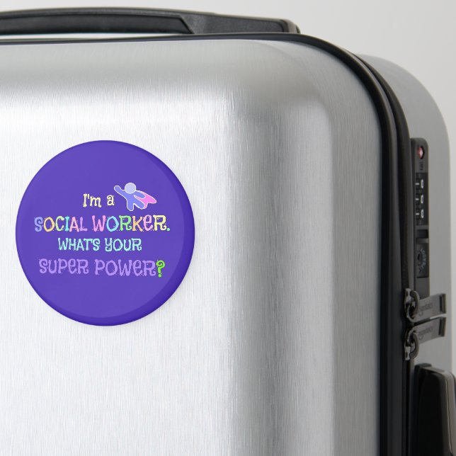 Aimant Social Worker, Pastel Texte Funky Design (In Situ (Bagages))